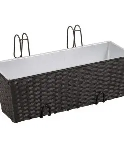 vidaXL Balcony Trapezoid Rattan Planter 2 pcs Black