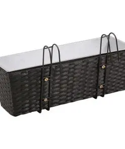 vidaXL Balcony Trapezoid Rattan Planter 2 pcs Black
