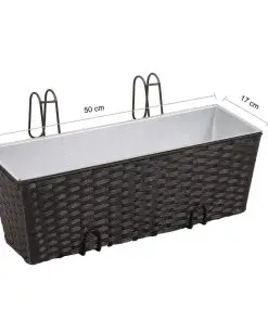 vidaXL Balcony Trapezoid Rattan Planter 2 pcs Black