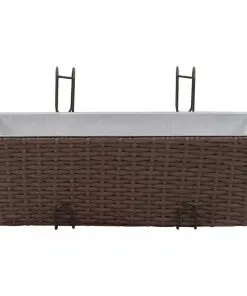 Balcony Trapezoid Rattan Planter Set 50 cm 2 pcs Brown