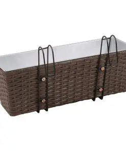 Balcony Trapezoid Rattan Planter Set 50 cm 2 pcs Brown