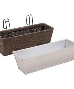 Balcony Trapezoid Rattan Planter Set 50 cm 2 pcs Brown