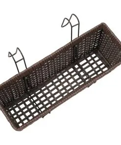 Balcony Trapezoid Rattan Planter Set 50 cm 2 pcs Brown
