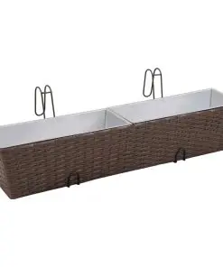 Balcony Trapezoid Rattan Planter Set 80 cm 2 pcs Brown