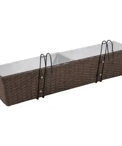 Balcony Trapezoid Rattan Planter Set 80 cm 2 pcs Brown