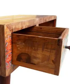 vidaXL Coffee Table with Curved Edge 1 Drawer Reclaimed Wood