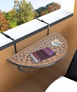 vidaXL Hanging Balcony Table Terracotta Mosaic