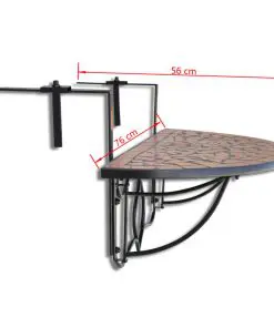 vidaXL Hanging Balcony Table Terracotta Mosaic