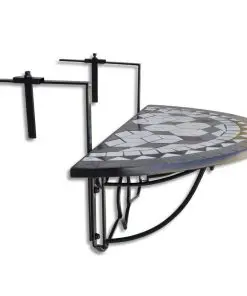 vidaXL Hanging Balcony Table Black and White Mosaic