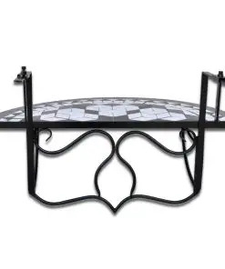 vidaXL Hanging Balcony Table Black and White Mosaic