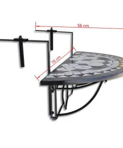 vidaXL Hanging Balcony Table Black and White Mosaic