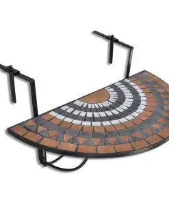 vidaXL Hanging Balcony Table Terracotta and White Mosaic