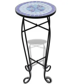 vidaXL Mosaic Plant Table Blue and White