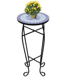 vidaXL Mosaic Plant Table Blue and White