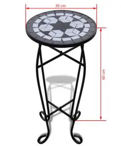 vidaXL Mosaic Plant Table Black and White