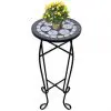 vidaXL Mosaic Plant Table Black and White