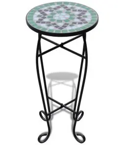Mosaic Side Table Plant Table Green White