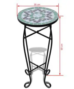 Mosaic Side Table Plant Table Green White