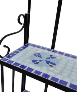 Plant Stand Plant Display Blue White Mosaic Pattern