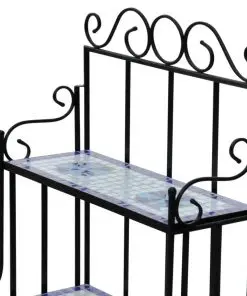 Plant Stand Plant Display Blue White Mosaic Pattern