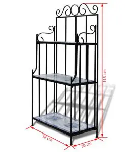 Plant Stand Plant Display Blue White Mosaic Pattern