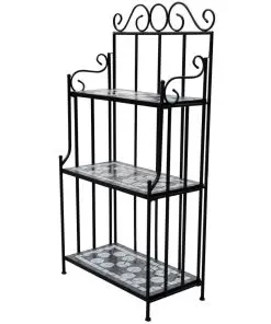 Plant Stand Plant Display Black White Mosaic Pattern