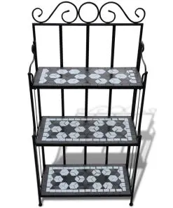 Plant Stand Plant Display Black White Mosaic Pattern