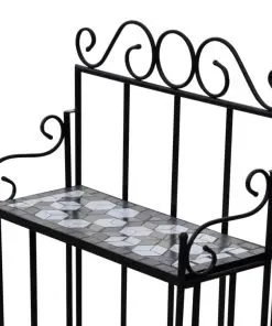 Plant Stand Plant Display Black White Mosaic Pattern