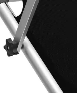 vidaXL Folding Sun Lounger with Roof Aluminium and Textilene Black