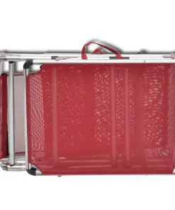 vidaXL Folding Sun Lounger with Roof Aluminium and Textilene Red