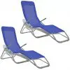 vidaXL Sun Loungers 2 pcs Steel Frame and Textilene Blue vidaXL Sun Loungers 2 pcs Steel Frame and Textilene Blue