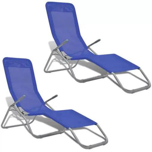 vidaXL Sun Loungers 2 pcs Steel Frame and Textilene Blue