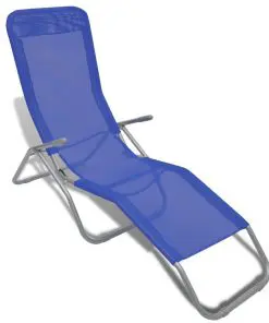 vidaXL Sun Loungers 2 pcs Steel Frame and Textilene Blue