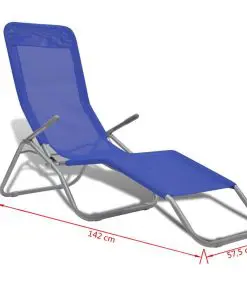 vidaXL Sun Loungers 2 pcs Steel Frame and Textilene Blue