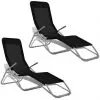 vidaXL Sun Loungers 2 pcs Steel Frame and Textilene Black vidaXL Sun Loungers 2 pcs Steel Frame and Textilene Black