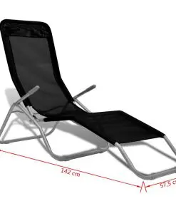 vidaXL Sun Loungers 2 pcs Steel Frame and Textilene Black