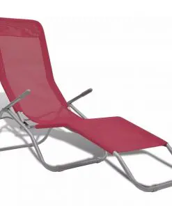 vidaXL Sun Loungers 2 pcs Steel Frame and Textilene Red