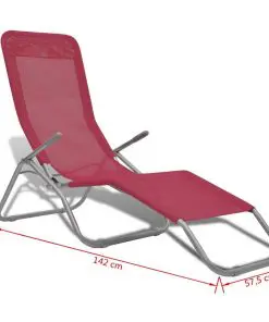 vidaXL Sun Loungers 2 pcs Steel Frame and Textilene Red