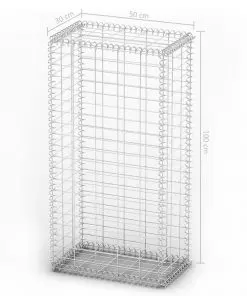 vidaXL Gabion Basket with Lids Galvanised Wire 100x50x30 cm