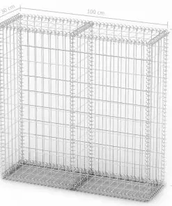 vidaXL Gabion Basket with Lids Galvanised Wire 100 x 100 x 30 cm