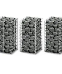 vidaXL Gabion Set 3 pcs Galvanised Wire 25x25x50 cm