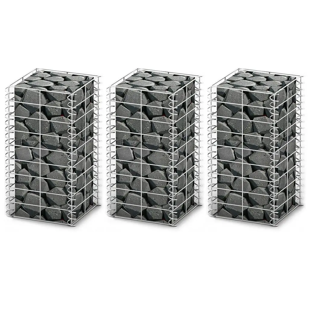 vidaXL Gabion Set 3 pcs Galvanised Wire 25x25x50 cm