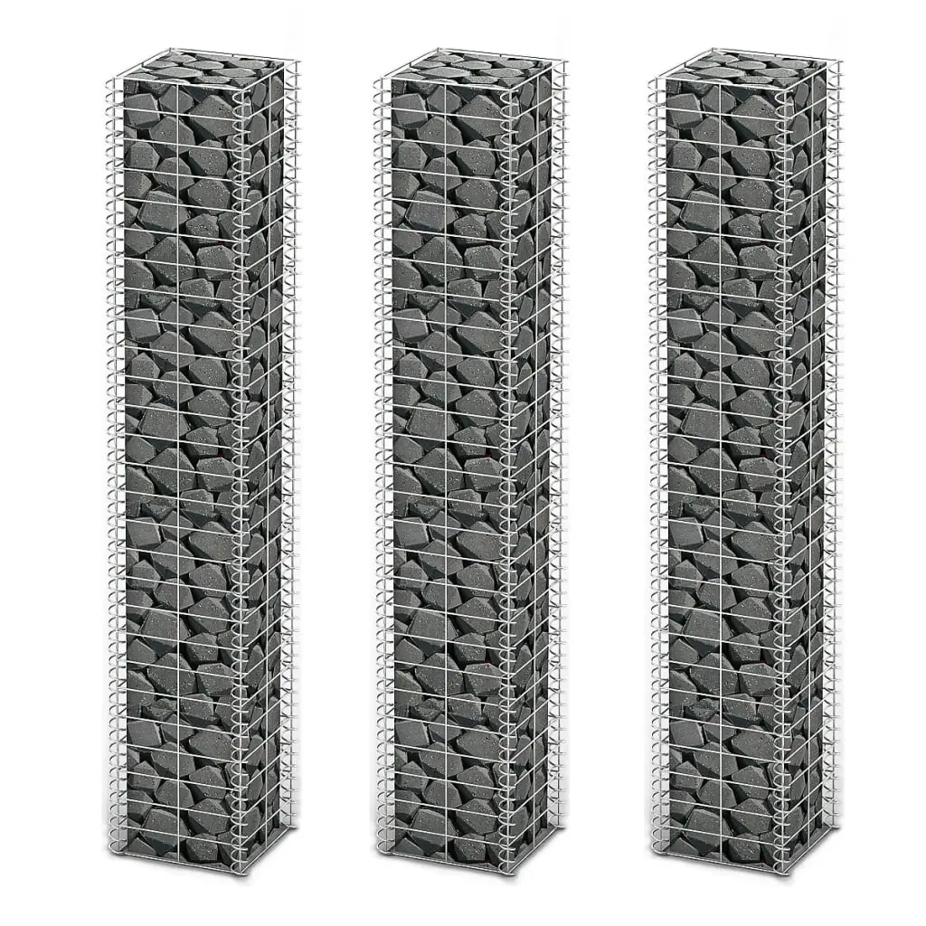 vidaXL Gabion Set 3 pcs Galvanised Wire 25x25x150 cm