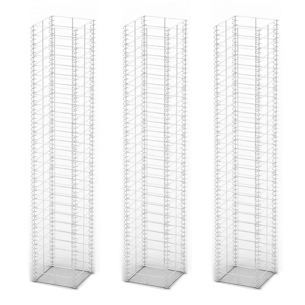 vidaXL Gabion Set 3 pcs Galvanised Wire 25x25x150 cm