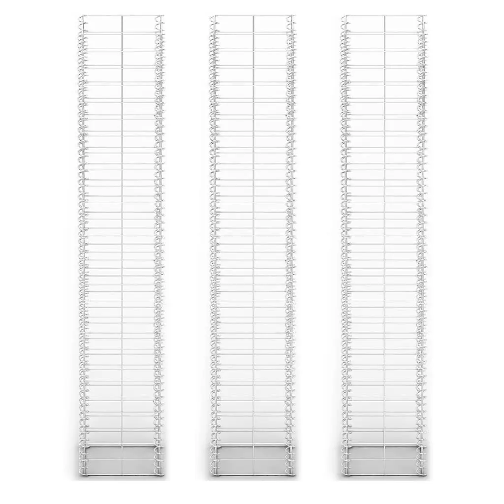 vidaXL Gabion Set 3 pcs Galvanised Wire 25x25x150 cm