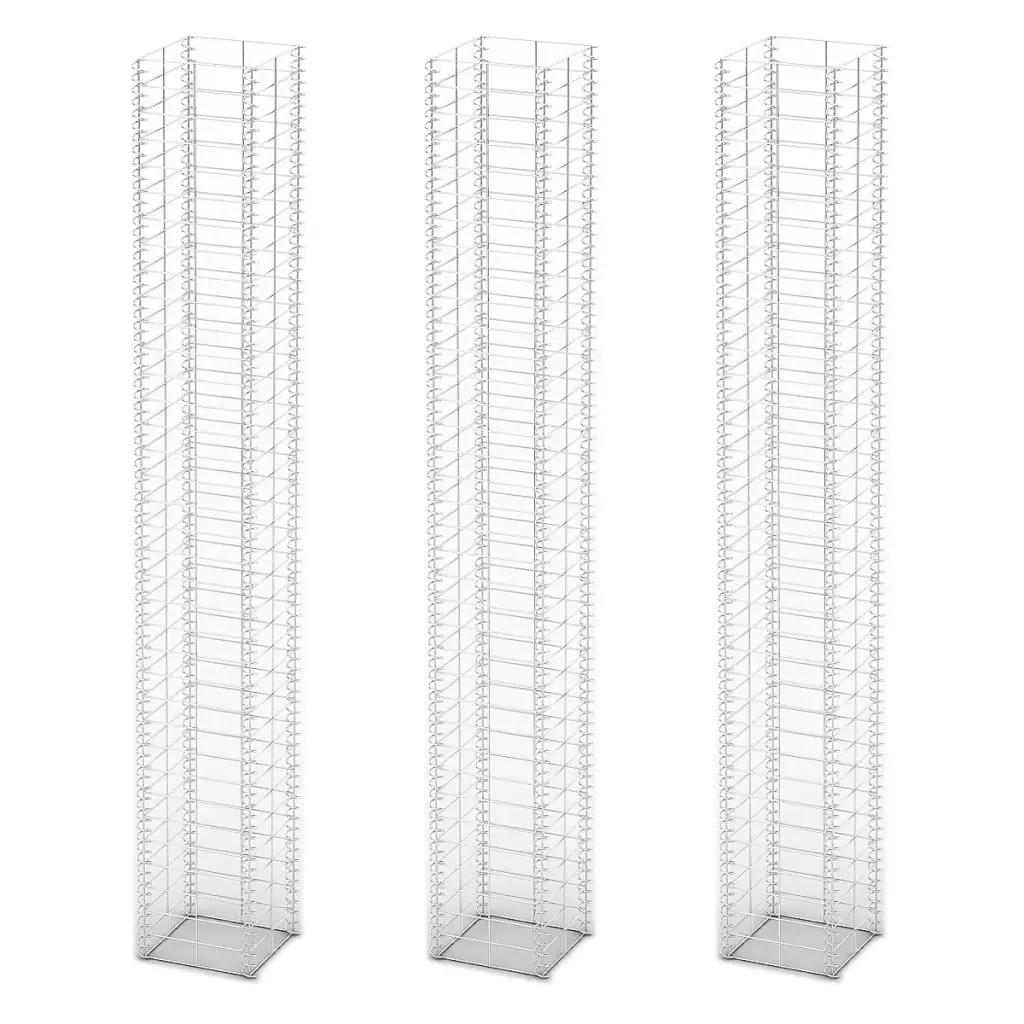 vidaXL Gabion Set 3 pcs Galvanised Wire 25x25x197 cm