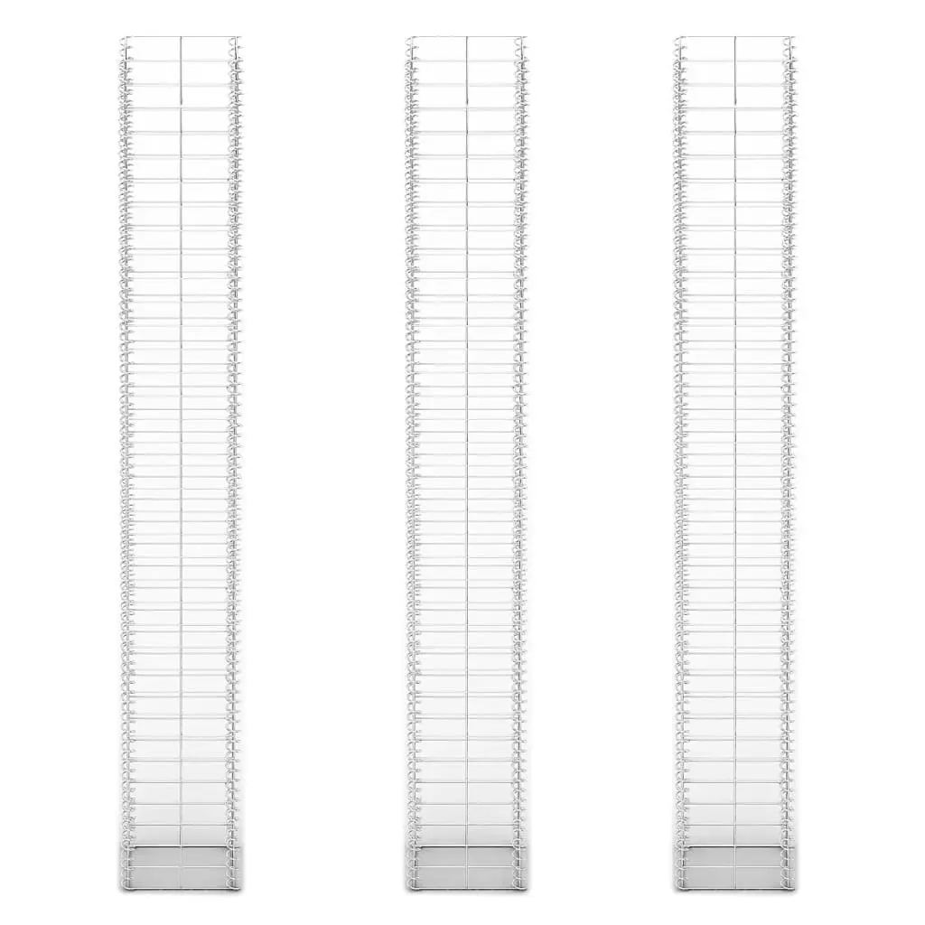 vidaXL Gabion Set 3 pcs Galvanised Wire 25x25x197 cm