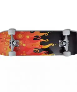 vidaXL Oval Shape Skateboard 9 Ply Maple Fire Design 8″