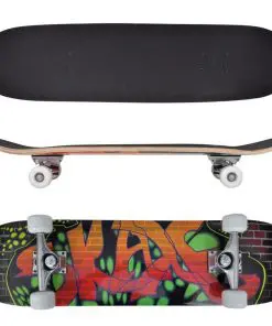 vidaXL Oval Shape Skateboard 9 Ply Maple Graffiti Design 8″