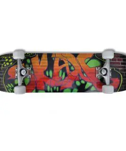 vidaXL Oval Shape Skateboard 9 Ply Maple Graffiti Design 8″